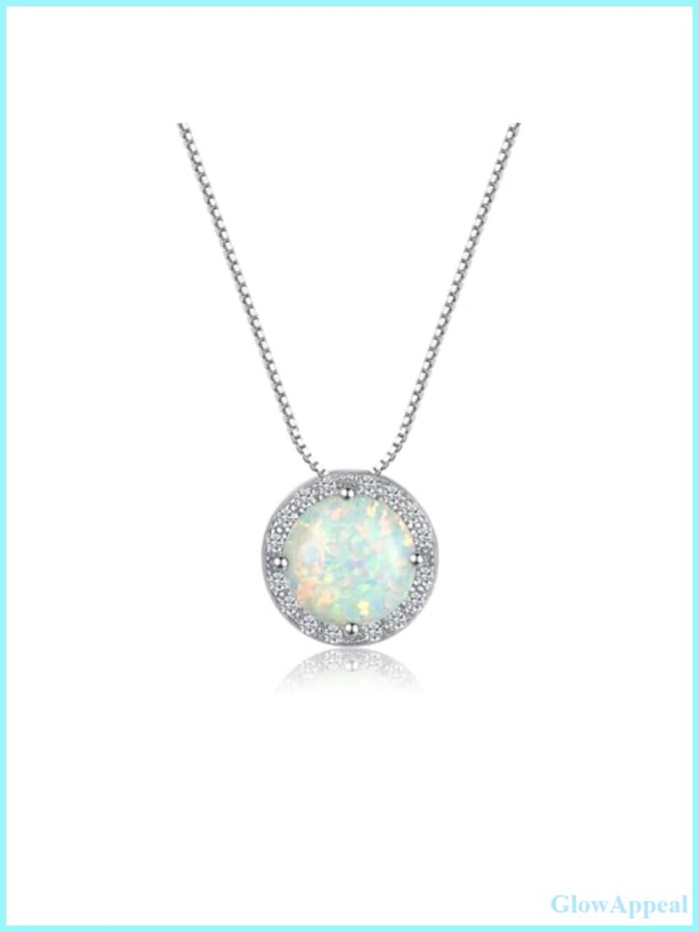 Opal Necklace 925 Sterling Silver Dainty Halo PendantOctober Birthstone Jewelry